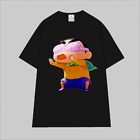 Cao cấp - Áo thun oversize bé Shin Siêu Năng Lực cậu bé bút chì hài hước Shin Chan BND331 - Đen, Đen