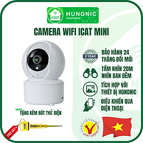 Camera Wifi Thông Minh Hunonic ICat Indoor Trong Nhà, Xoay 355 Độ, Màu trắng