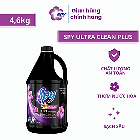 Nước giặt xả SPY Ultra Clean Plus hương hóa Tím can 4,6 kg màu 2 trong 1 Sạch sâu Thơm lâu Diệt khuẩn