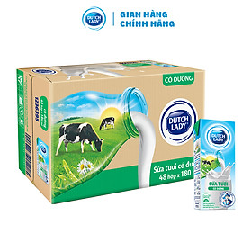 Thùng 48 Hộp Sữa Tươi Tiệt Trùng Dutch Lady Cô Gái Hà Lan Có Đường (48X180ml)