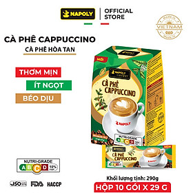 Cà Phê CAPPUCCINO Napoly Coffee Arabica/Robusta Hòa Tan Giữ Hương Vị Cà Phê, Đậm Đà, Thơm Béo Của Sữa - Túi 10 Gói