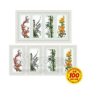 Mua Tranh thêu chữ thập Tứ quý đào  lan  cúc  trúc   21698   chưa thêu