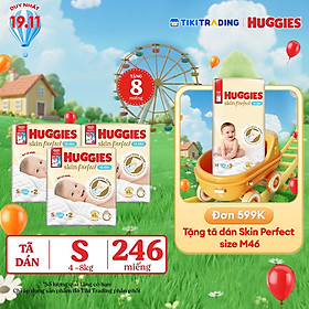 Combo 3 gói Tã/bỉm dán sơ sinh Huggies Skin Perfect  S 80+2 miếng với 2 vùng thấm giảm kích ứng da
