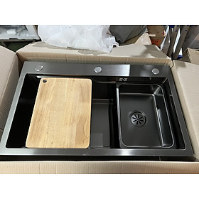 Mua Chậu Inox 304 cao cấp 1 hộc phủ Nano xám đen EMS-7545 Euromax