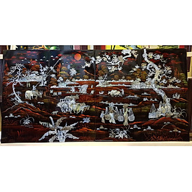 Tranh sơn mài khảm trai,ốc -Đồng Quê Yên Bình