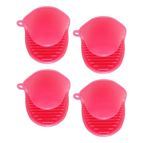 4 Pieces Pot Holder Mini Oven Mitts Gloves Red Non slip for Microwave BBQ