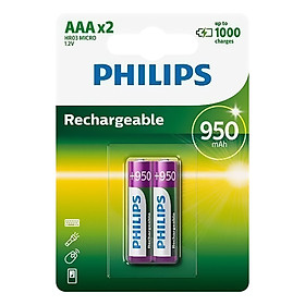 Pin sạc Philips NIMH AAA 950mAh R03B2A95 (2 viên AAA)