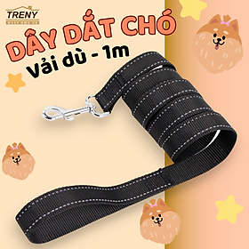 Dây dắt thú cưng vải dù, dây dắt chó mèo. dài 1m, vải dù chắc chắn, có đầu dây cầm tiện lợi, móc khóa inox