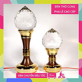 Mua Đèn thờ led pha lê bông sen búp đào nguyên khối đế đồng đổi màu cao cấp VIP - Nhiều cỡ