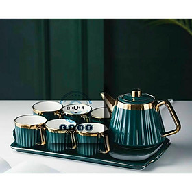 Mua Bộ bình  trà cốc sứ kèm khay cao cấp phong cách Bắc Âu