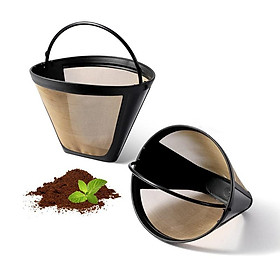 2PCCS Bộ lọc cà phê vĩnh viễn có thể tái sử dụng 10-12 cốc, nhà khoa học cà phê, lưới vàng có tay cầm, công cụ máy pha cà phê không có giấy