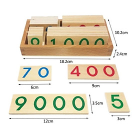 Giáo cụ Montessori - Bộ thẻ số gỗ từ 1- 9000 hỗ trợ học toán