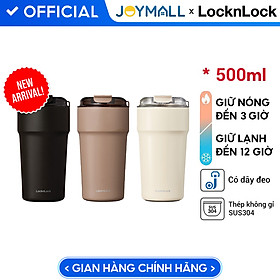 Bình giữ nhiệt 500ml locknlock lhc4357 metro cafe tumbler, hàng chính hãng, thép 304 không gỉ, có dây đeo tay - joymall