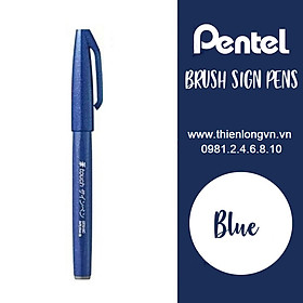 Bút lông viết thư pháp hiện đại Pentel SES15C-C màu xanh; Calligraphy Fude Touch Sign - Blue - EVI STOR