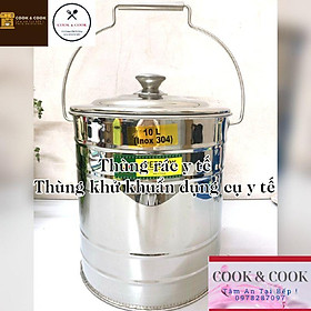 Mua Thùng đựng rác y tế  thùng khử khuẩn dụng cụ y tế inox 304 có nắp đậy quai sách tiện dụng