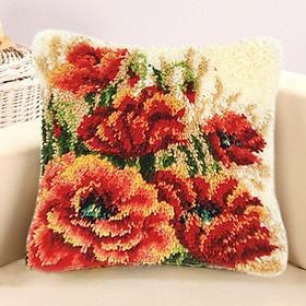 Flower Pattern Latch Hook Kits Pillow Case Cushion Cover 17x17