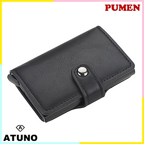 Ví Mini Cầm Tay, Ví Đựng Thẻ ATM, Giấy Tờ Tùy Thân ATUNO AT01 Nhiều Ngăn Kèm Nút Bấm - Hàng Chính Hãng - Màu Đen