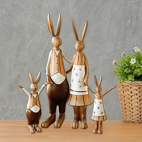 Family Rabbit Sculpture Decorative Ornament Figurines Statue Tabletop Decor