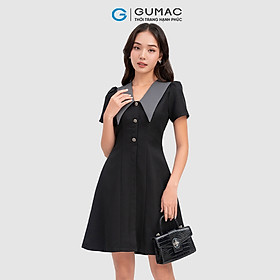 Đầm kết nút GUMAC DC11081 phối cổ thời thượng