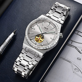 Đồng hồ nam chính hãng I&W Carnival 761G-T3 hàng mới fullbox ,kính sapphire,chống xước,chống nước 50m,Bh 24 tháng,máy cơ (automatic),mặt trắng lộ cơ dây thép xịn