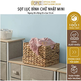 Giỏ cói chữ nhật URSPACE đựng sách báo, đồ chơi, gối khăn, trang trí decor phong cách mộc mạc / RECTANGLE HYACINTH BASKET