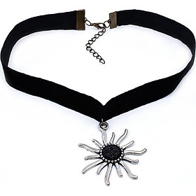 Vòng cổ choker tatoo mặt trời mầu đen phối bạc V6-B