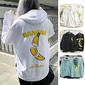 Áo Hoodie Không Xù lông Dành Cho Nam Cho Nữ Cho Cặp Đôi Có Mũ Chất Nỉ Form rộng in hình BANANA Unisex