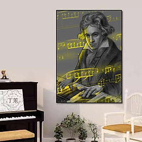 (HCM)Tranh treo tường nhạc sĩ Beethoven, Mozart trang trí lớp học nhạc, phòng thu âm kèm đinh treo
