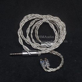 Dây tai nghe đồng mạ bạc 7N OCC Litz 23AWG đường kính dây đơn 1.25mm tết 4 sợi - Connector A2DC
