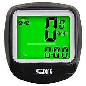 Máy đo tốc độ đi xe đạp có dây SunDing Màn hình LCD cho xe đạp leo núi với đèn nền màu xanh lá cây