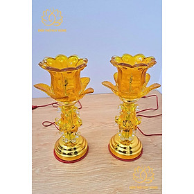 Mua Đôi đèn thờ thủy tinh 1 bông hoa bóng đèn Led tiết kiệm điện năng cao 20 cm và cao 30 cm
