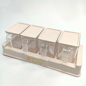 BỘ 4 HỘP GIA VỊ CÓ NẮP VIỆT NHẬT