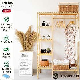 Mua KỆ TREO ĐỒ 2 NGĂN  GIÁ TREO LẮP RÁP  KỆ 2 BUỒNG GỖ THÔNG NHẬP KHẨU MỚI 100%