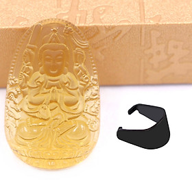 [Tuổi Tý] Mặt Dây Chuyền Phật Thiên Thủ Thiên Nhãn Đá Pha Lê Vàng Size Nhỏ 3.6cm & Size Lớn 5cm - Tặng Kèm Móc Inox - Phong Thủy 868 - May Mắn - Bình An