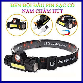 Đèn Pin Đội Đầu Nhỏ Gọn Pin Sạc Siêu Sáng Có Nam Châm Hút