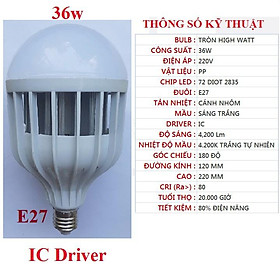 Mua Bóng đèn LED 24w  36w  48w  50w  60w đui E27  sáng trắng  dạng trụ  4U hoặc UFO vỏ nhôm vàng