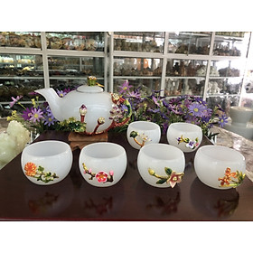 Mua Bộ ấm trà chạm bông hoa sen