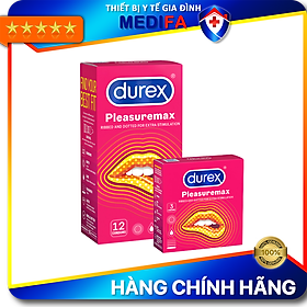 Combo Bao cao su Durex Pleasuremax Hộp 12 Bao và hộp 3 bao