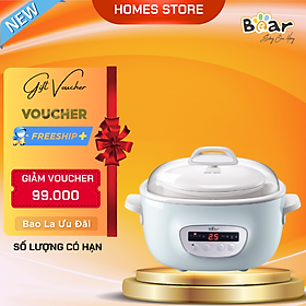 Mua Nồi Kho Thịt  Nồi Chưng Yến  Nồi Nấu Chậm Bear SUBE003 - Bản Tiếng Việt Kèm Khay Hấp Và 5 Thố Dung Tích 2.5 Lít Công Suất 380 W- Hàng Chính Hãng