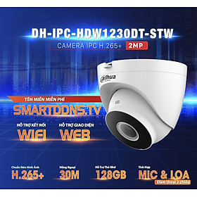 Camera IP Wifi DAHUA DH-IPC-HDW1230DT-STW 2M 1080P, Đàm thoại 2 chiều, hỗ trợ thẻ nhớ 128Gb - hàng chính hãng