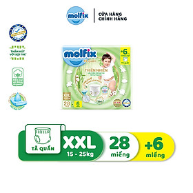 Tã/bỉm quần Molfix Thiên nhiên Jumbo XXL (15kg - 25kg) - Gói 28+6 miếng