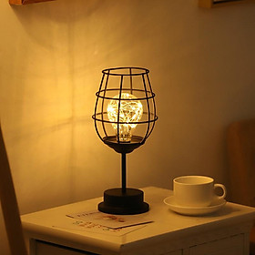 Hiện Đại Dây Kim Loại Đèn Bàn g Sắt Phong Cách Retro Đèn Ngủ Hoạt Động Bằng Pin Phòng Ngủ Đèn Ngủ