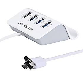 Bộ chia 4 Cổng USB OTG HUB Chuẩn Type-C Kiêm Giá Đỡ Kết Nối Điện Thoại Với Chuột Và Bàn Phím Chơi Game Mobile - Hàng Chính Hãng