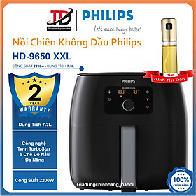 Mua Nồi Chiên Không Dầu Điện Tử Philips Premium HD9650/91  Size XXL 7.3Lit  Công Suất 2200W  Hàng Chính Hãng