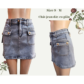 Chân Váy Jean Chữ A Phối Túi Phong Cách Thời Trang Bụi chất liệu jean mềm co giãn dễ mặc(kèm quần lót trong) Váy phối túi thời trang,màu sắc mang hơi hướng phong cách bụi. Váy thích hợp cho chị em đi chơi,đi tiệc(tùy theo kết hợp pk) nhé