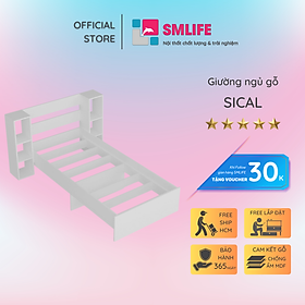 Giường ngủ gỗ hiện đại SMLIFE Sical | Gỗ MDF dày 17mm chống ẩm | D194xR145xC90cm