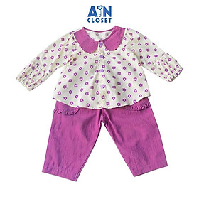 Bộ quần áo dài bé gái họa tiết Hoa Lưu ly tím cotton - AICDBGKUSGJX - AIN Closet