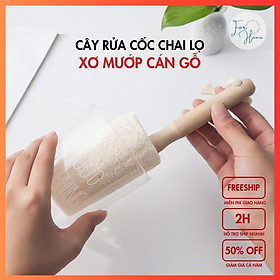 Mua HÀNG ĐẸP Cây Rửa Cốc Chai Lọ Xơ Mướp Cán Gỗ Tự Nhiên An Toàn Cho Sức Khỏe