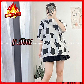 Áo Thun Tay Lỡ Unisex - Áo Thun Nam Nữ Form Rộng BÒ SỮA Siêu Hot - LP.STORE