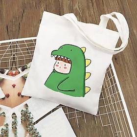 TÚI TOTE VẢI BỐ ĐEO VAI CANVAS KHỦNG LONG Thời trang AOMIVN